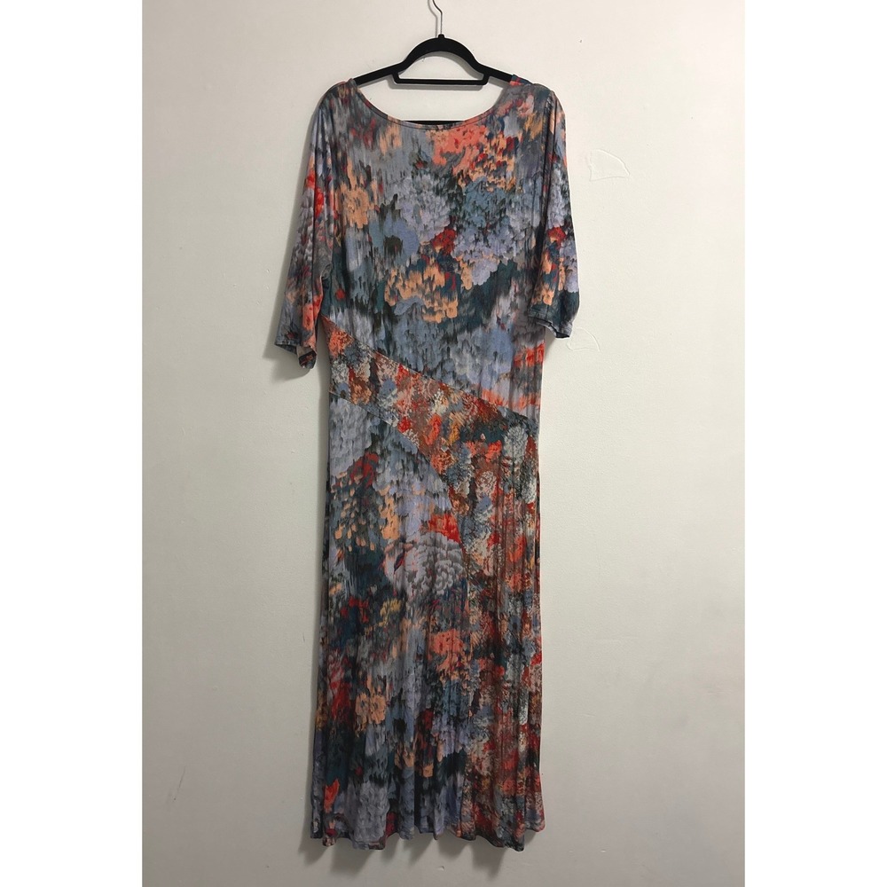 Soft Surroundings Nanette Watercolor Maxi Dress Scoop neck Floral Abstract 1X - Picture 3 of 5